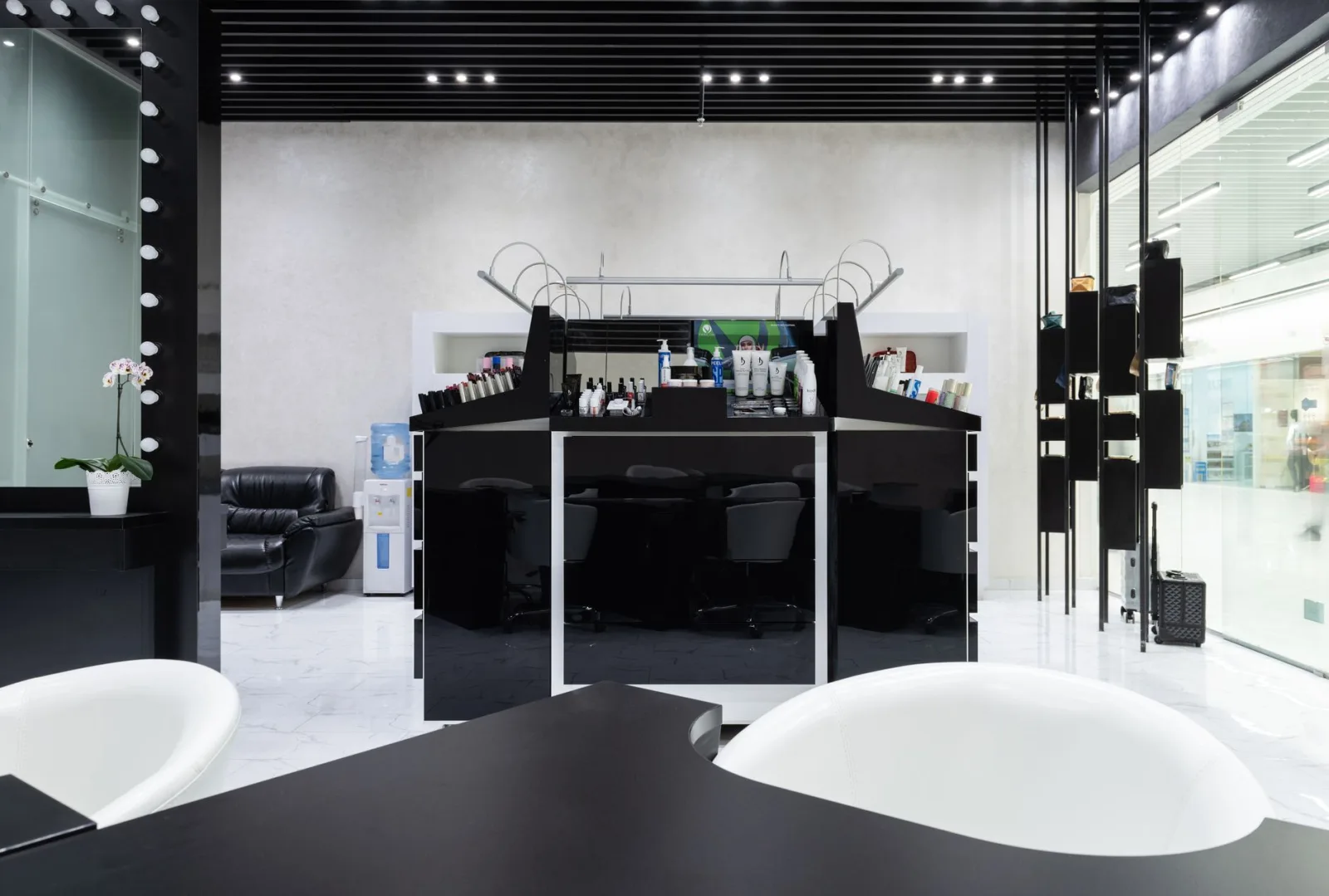 The reception desk of a small studio